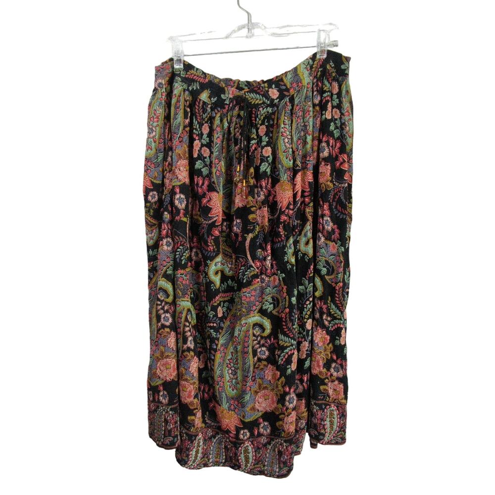 Sweet By Miss Me Skirt‎ Womens Small Black Paisley Floral Boho Drawstring